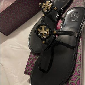 Tory Burch Black and Gold sandals